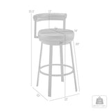 Armen Living - Neura Swivel Counter or Bar Stool in Metal with Faux Leather  - 840254333482