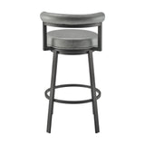 Armen Living - Neura Swivel Counter or Bar Stool in Metal with Faux Leather  - 840254333499
