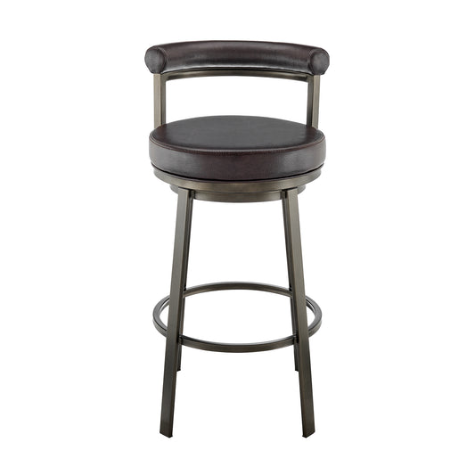 Armen Living - Neura Swivel Counter or Bar Stool in Metal with Faux Leather  - 840254333505