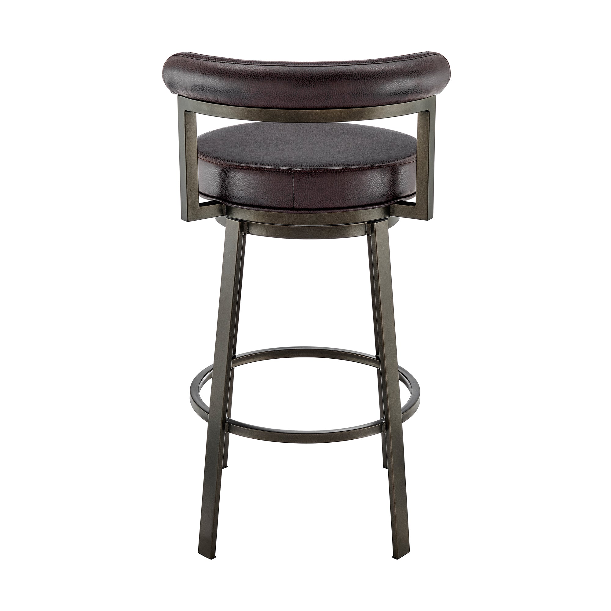 Armen Living - Neura Swivel Counter or Bar Stool in Metal with Faux Leather  - 840254333505