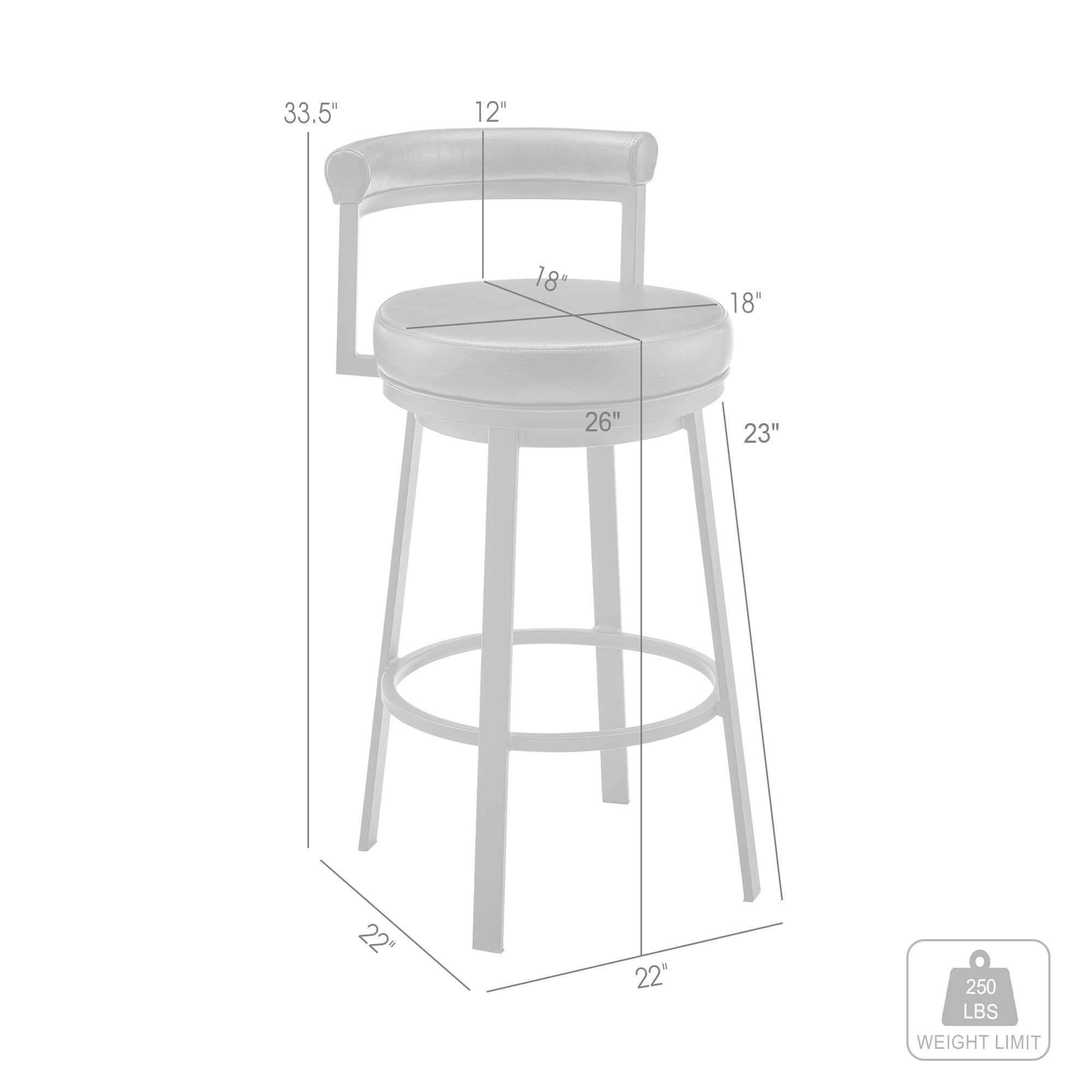 Armen Living - Neura Swivel Counter or Bar Stool in Metal with Faux Leather  - 840254333505