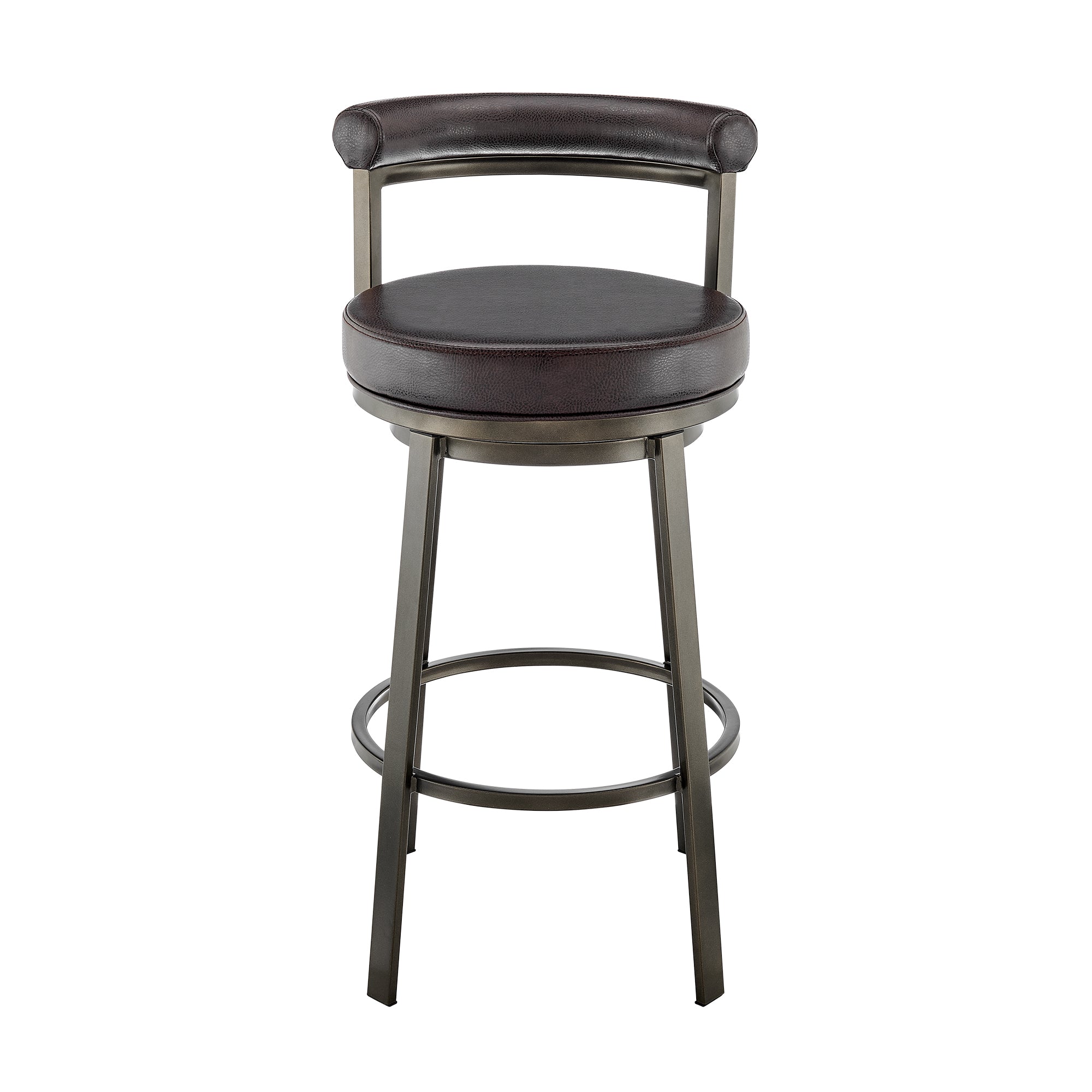 Armen Living - Neura Swivel Counter or Bar Stool in Metal with Faux Leather  - 840254333512