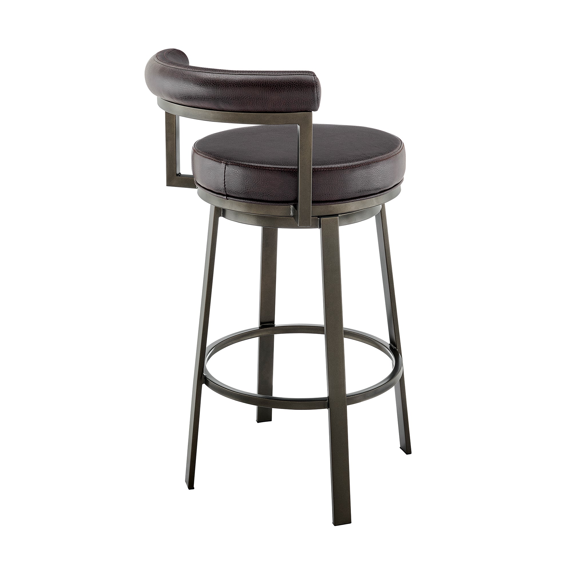 Armen Living - Neura Swivel Counter or Bar Stool in Metal with Faux Leather  - 840254333512