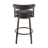 Armen Living - Neura Swivel Counter or Bar Stool in Metal with Faux Leather  - 840254333512