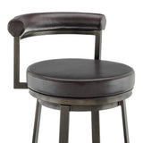 Armen Living - Neura Swivel Counter or Bar Stool in Metal with Faux Leather  - 840254333512