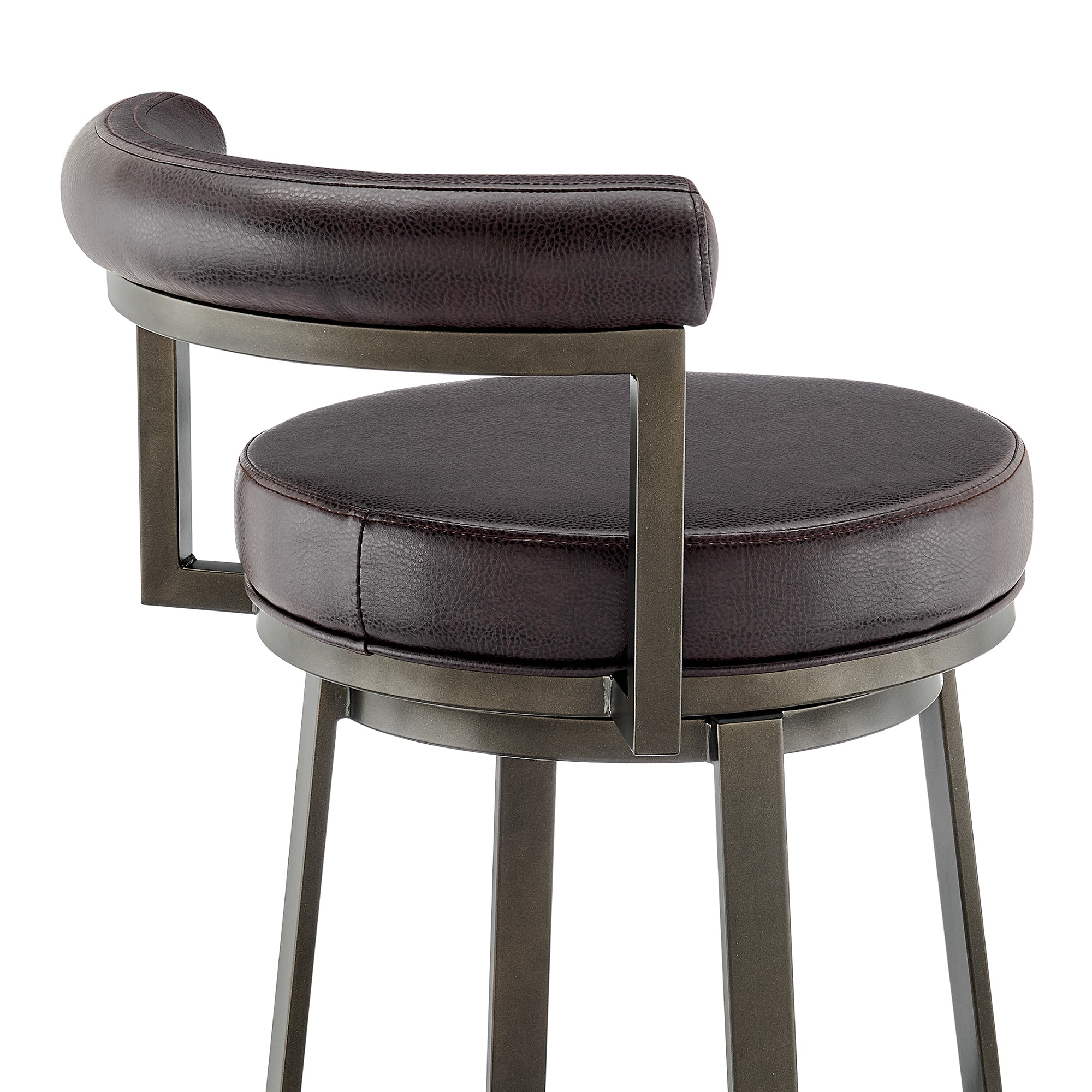 Armen Living - Neura Swivel Counter or Bar Stool in Metal with Faux Leather  - 840254333512