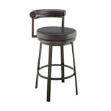 Armen Living - Neura Swivel Counter or Bar Stool in Metal with Faux Leather  - 840254333512