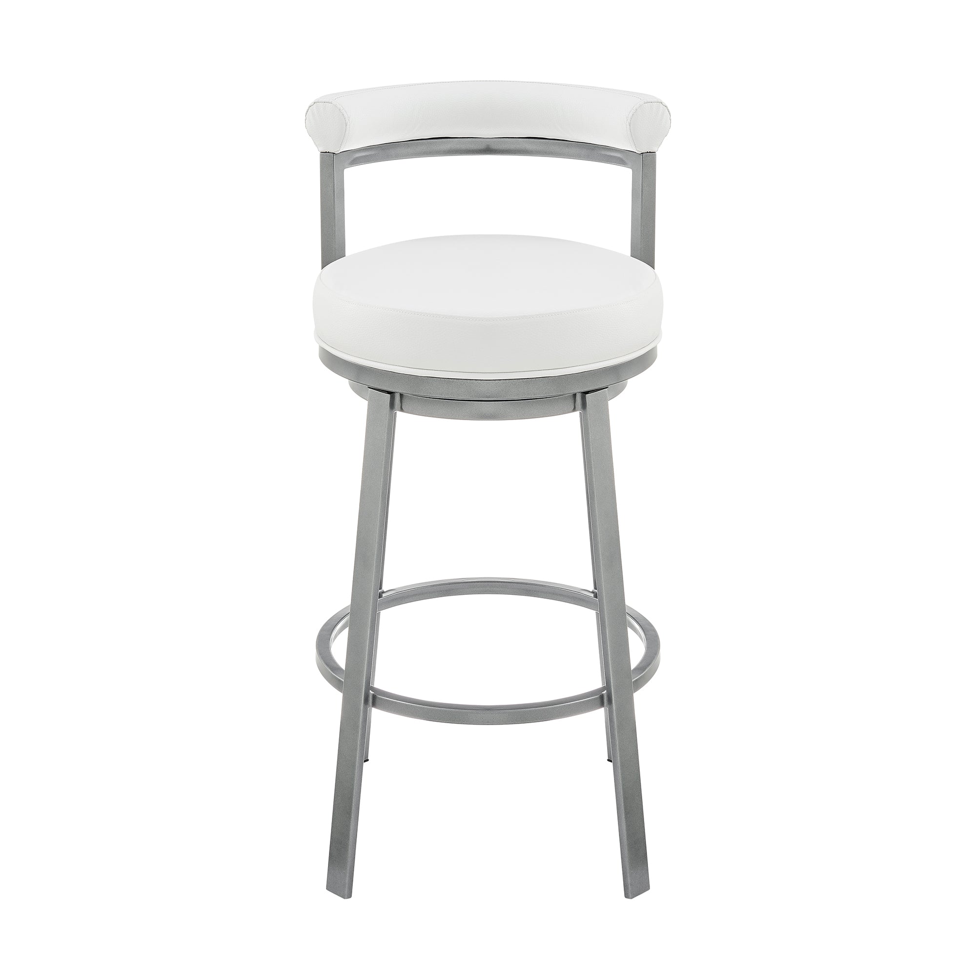 Armen Living - Neura Swivel Counter or Bar Stool in Metal with Faux Leather  - 840254333529