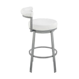 Armen Living - Neura Swivel Counter or Bar Stool in Metal with Faux Leather  - 840254333529