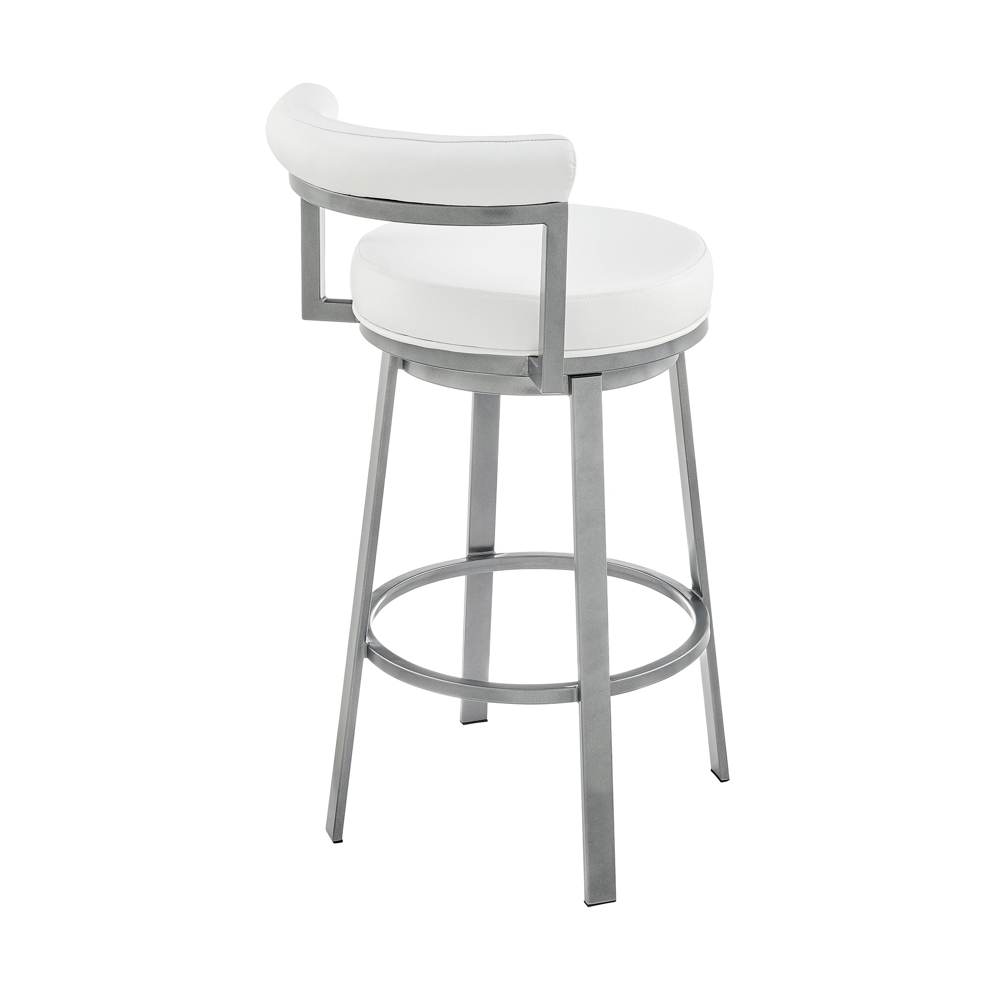 Armen Living - Neura Swivel Counter or Bar Stool in Metal with Faux Leather  - 840254333529