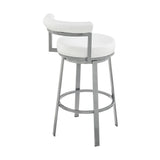 Armen Living - Neura Swivel Counter or Bar Stool in Metal with Faux Leather  - 840254333529