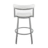 Armen Living - Neura Swivel Counter or Bar Stool in Metal with Faux Leather  - 840254333529