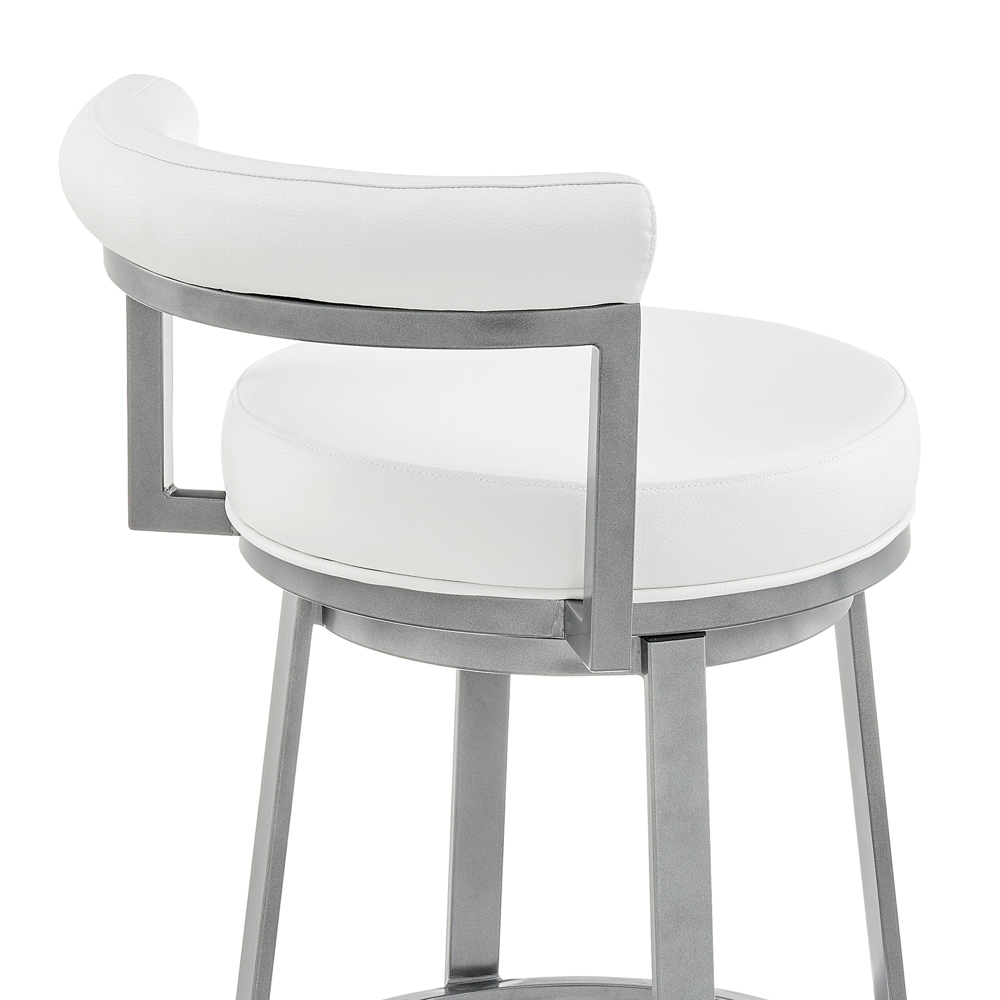 Armen Living - Neura Swivel Counter or Bar Stool in Metal with Faux Leather  - 840254333529