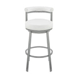 Armen Living - Neura Swivel Counter or Bar Stool in Metal with Faux Leather  - 840254333536