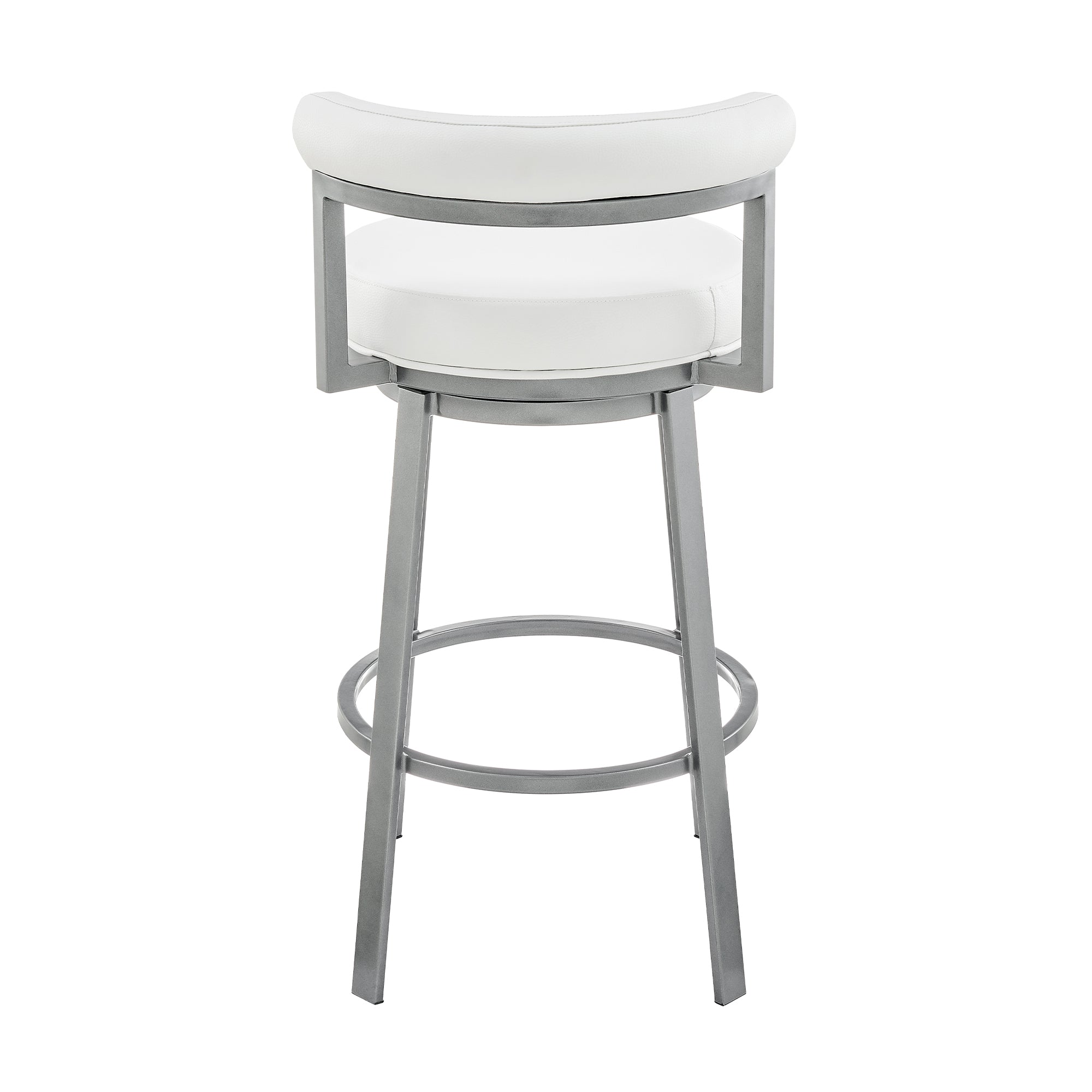 Armen Living - Neura Swivel Counter or Bar Stool in Metal with Faux Leather  - 840254333536