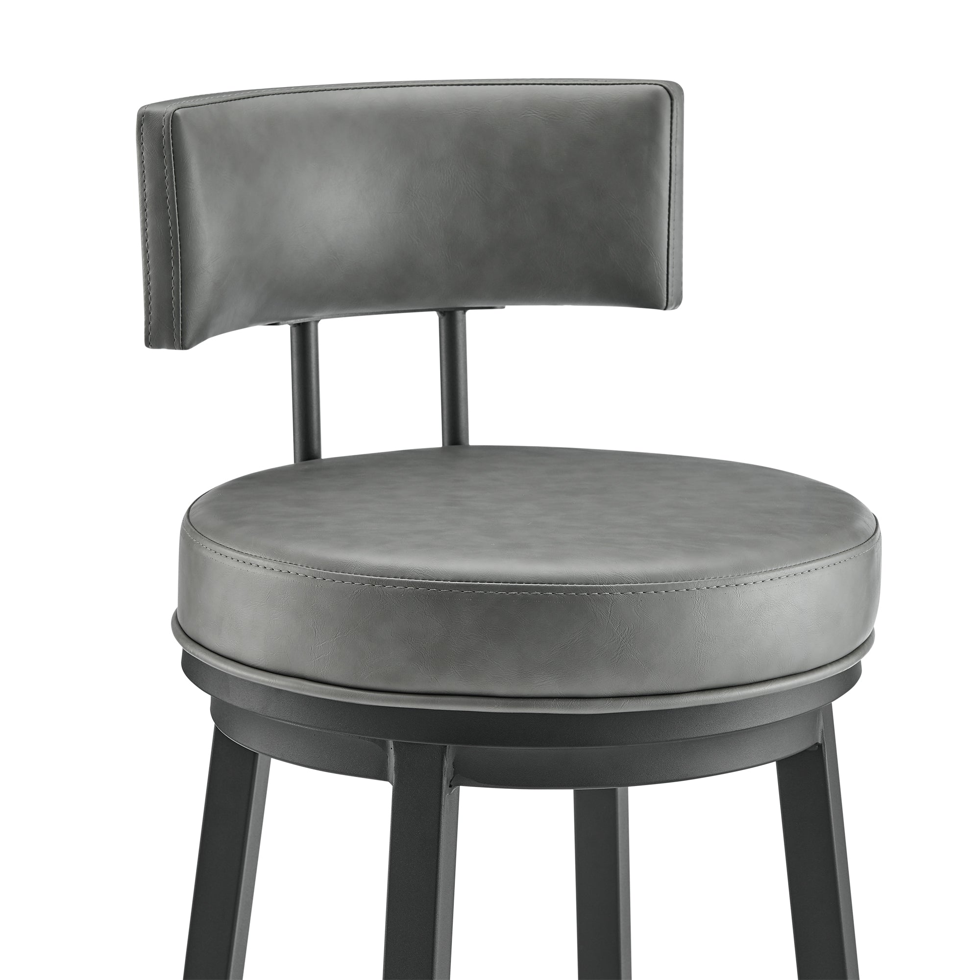 Armen Living - Dalza Swivel Counter or Bar Stool in Metal with Faux Leather - 840254333543