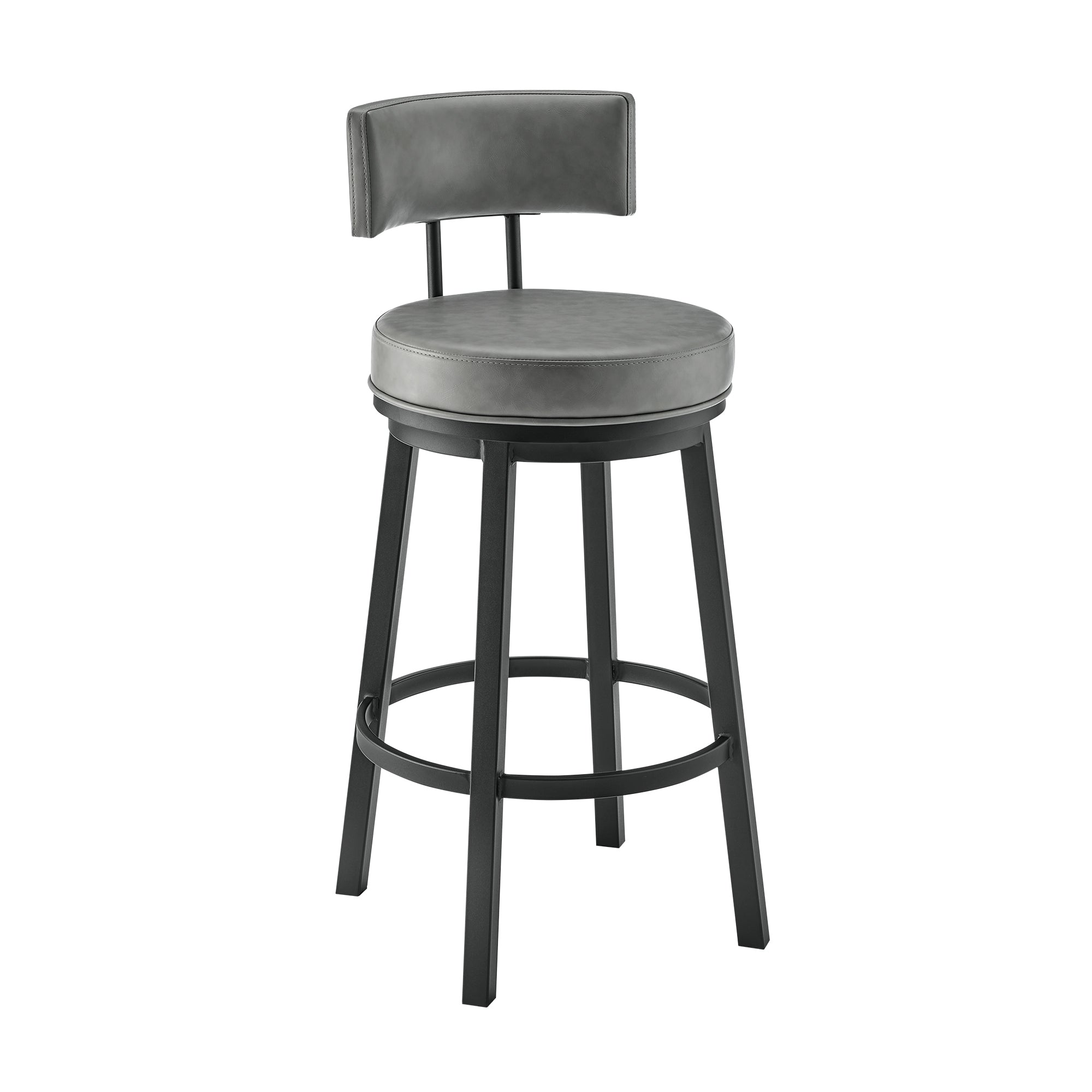 Armen Living - Dalza Swivel Counter or Bar Stool in Metal with Faux Leather - 840254333550