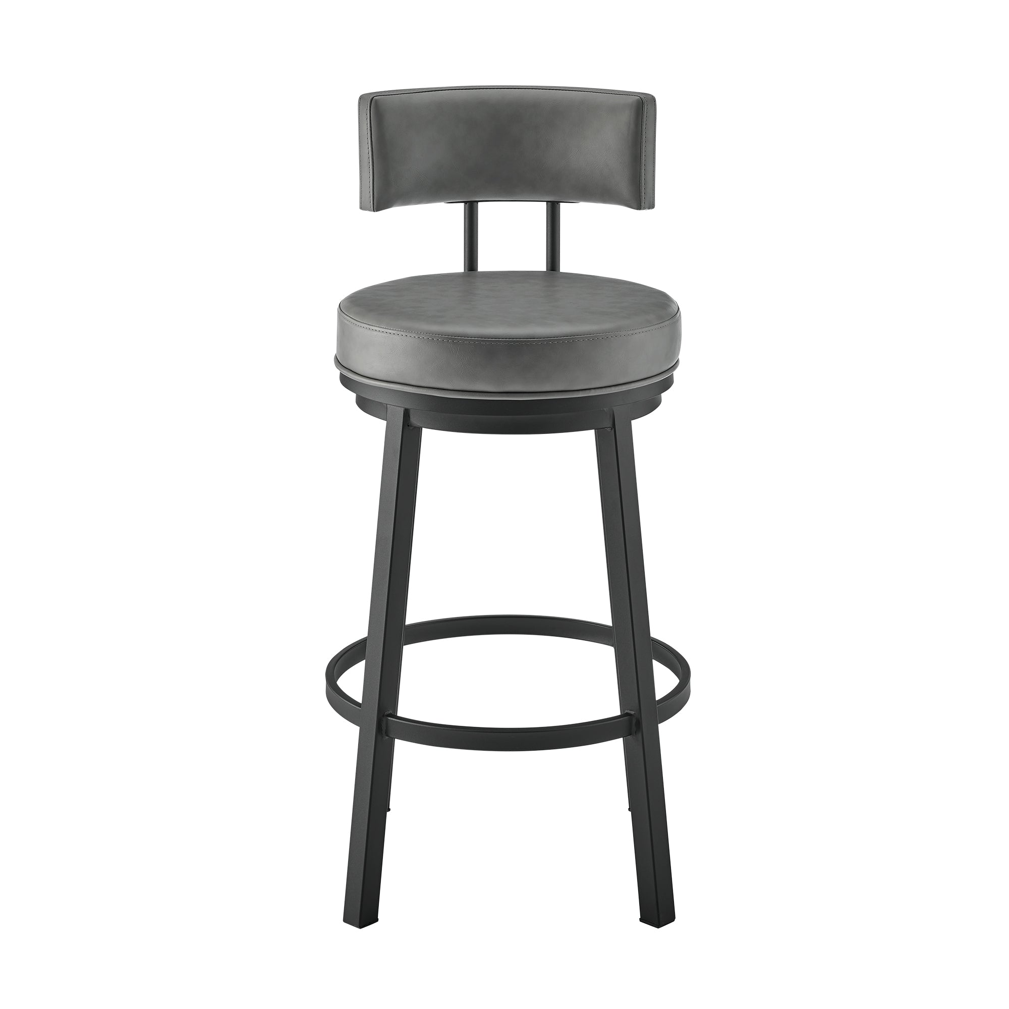 Armen Living - Dalza Swivel Counter or Bar Stool in Metal with Faux Leather - 840254333550