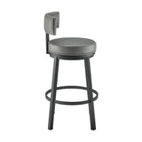 Armen Living - Dalza Swivel Counter or Bar Stool in Metal with Faux Leather - 840254333550
