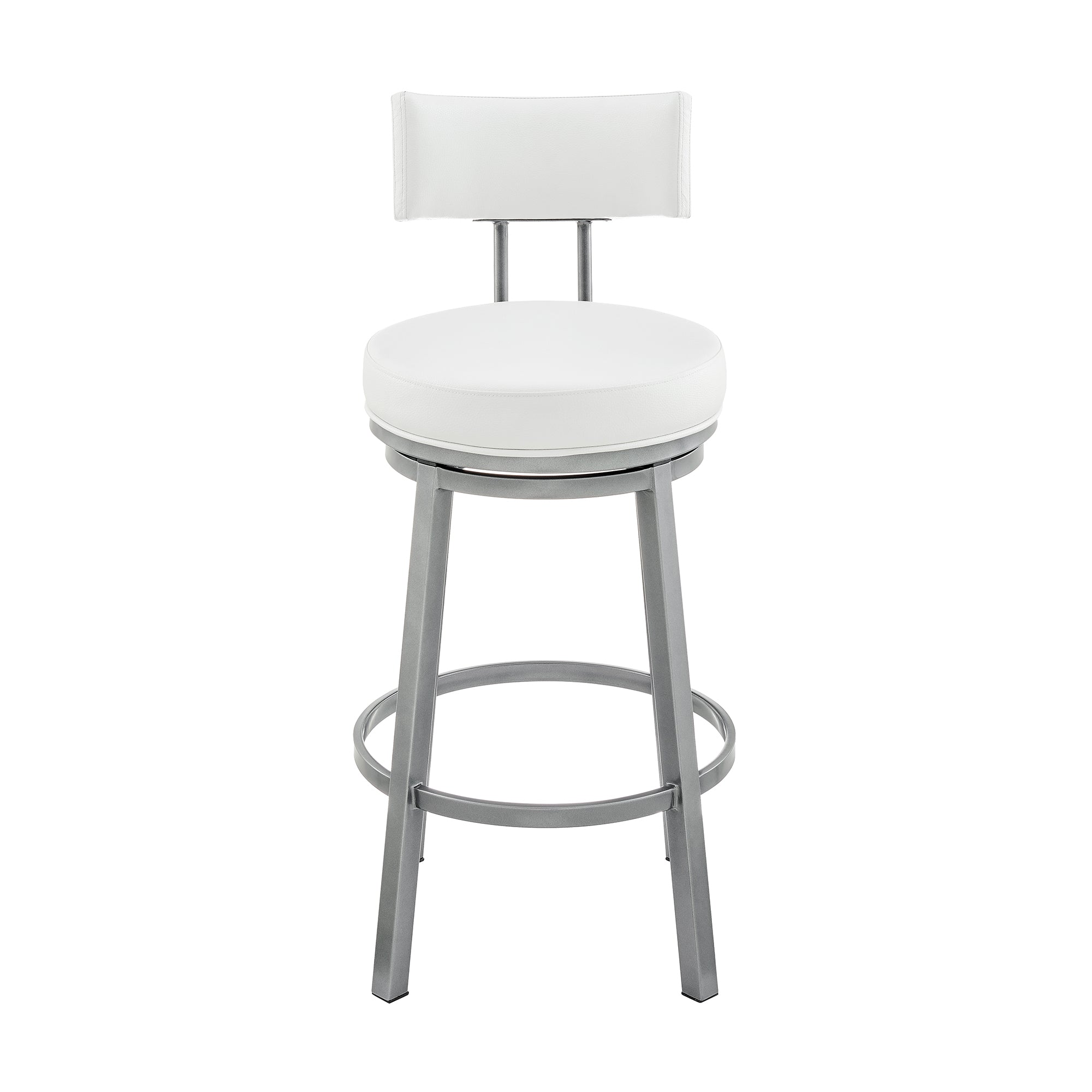 Armen Living - Dalza Swivel Counter or Bar Stool in Metal with Faux Leather - 840254333567