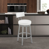 Armen Living - Dalza Swivel Counter or Bar Stool in Metal with Faux Leather - 840254333567