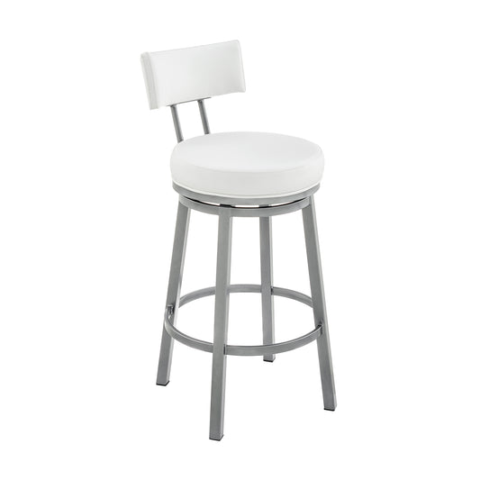 Armen Living - Dalza Swivel Counter or Bar Stool in Metal with Faux Leather - 840254333574
