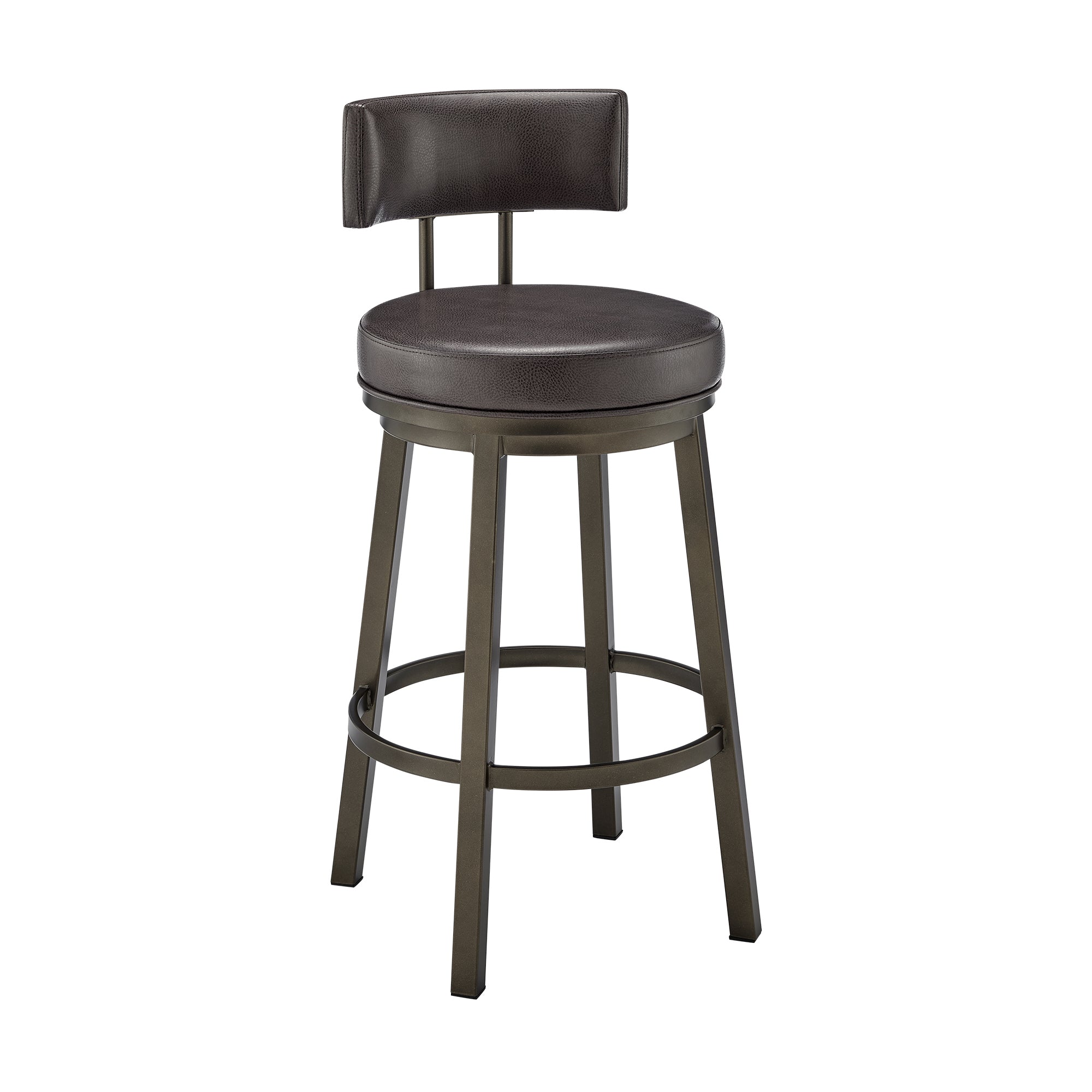 Armen Living - Dalza Swivel Counter or Bar Stool in Metal with Faux Leather - 840254333581