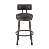 Armen Living - Dalza Swivel Counter or Bar Stool in Metal with Faux Leather - 840254333581