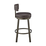 Armen Living - Dalza Swivel Counter or Bar Stool in Metal with Faux Leather - 840254333581