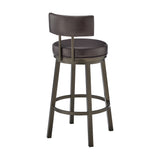 Armen Living - Dalza Swivel Counter or Bar Stool in Metal with Faux Leather - 840254333581