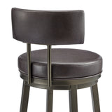 Armen Living - Dalza Swivel Counter or Bar Stool in Metal with Faux Leather - 840254333581