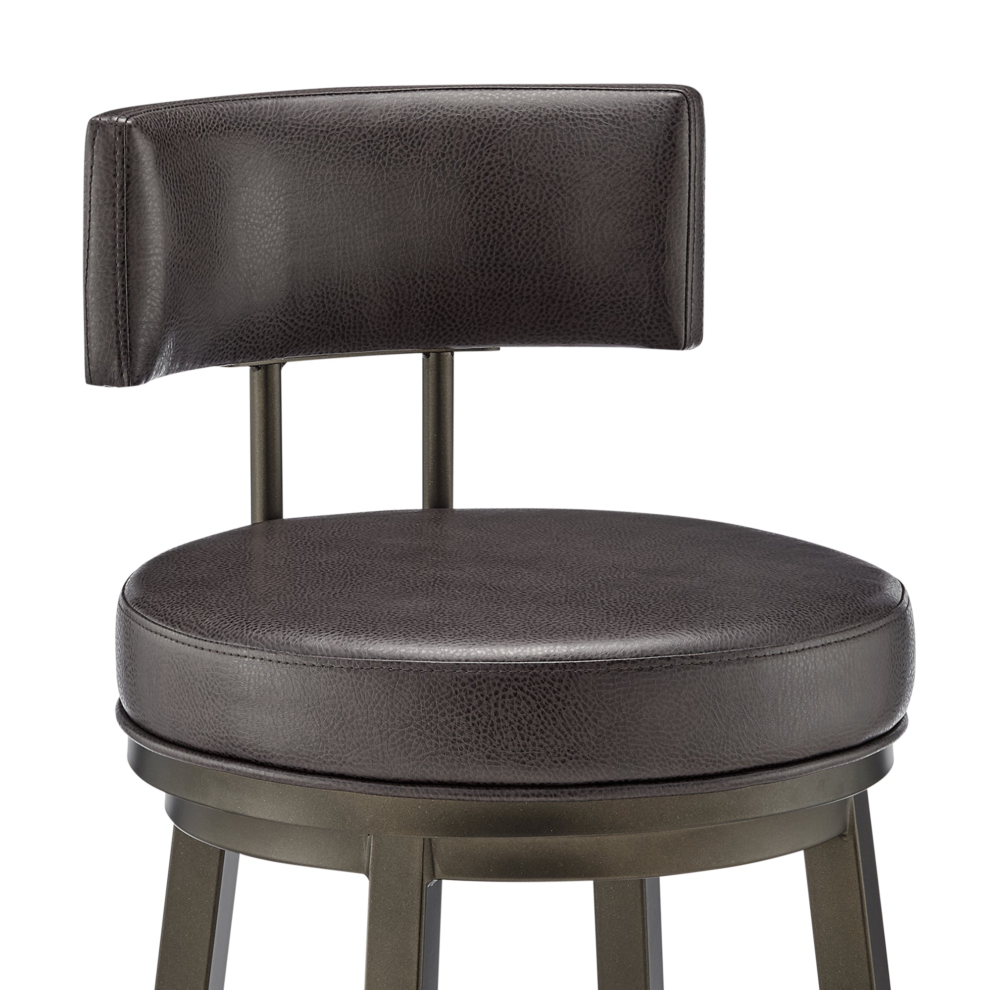 Armen Living - Dalza Swivel Counter or Bar Stool in Metal with Faux Leather - 840254333598