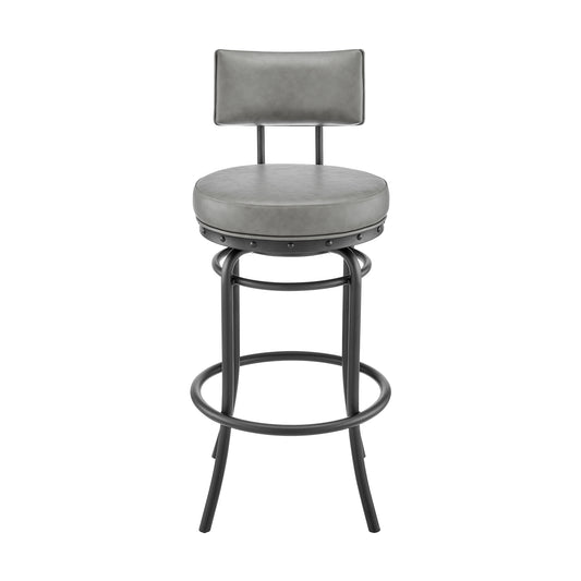 Armen Living - Rees Swivel Counter or Bar Stool in Metal with Faux Leather - 840254333604