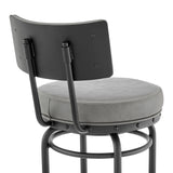 Armen Living - Rees Swivel Counter or Bar Stool in Metal with Faux Leather - 840254333604