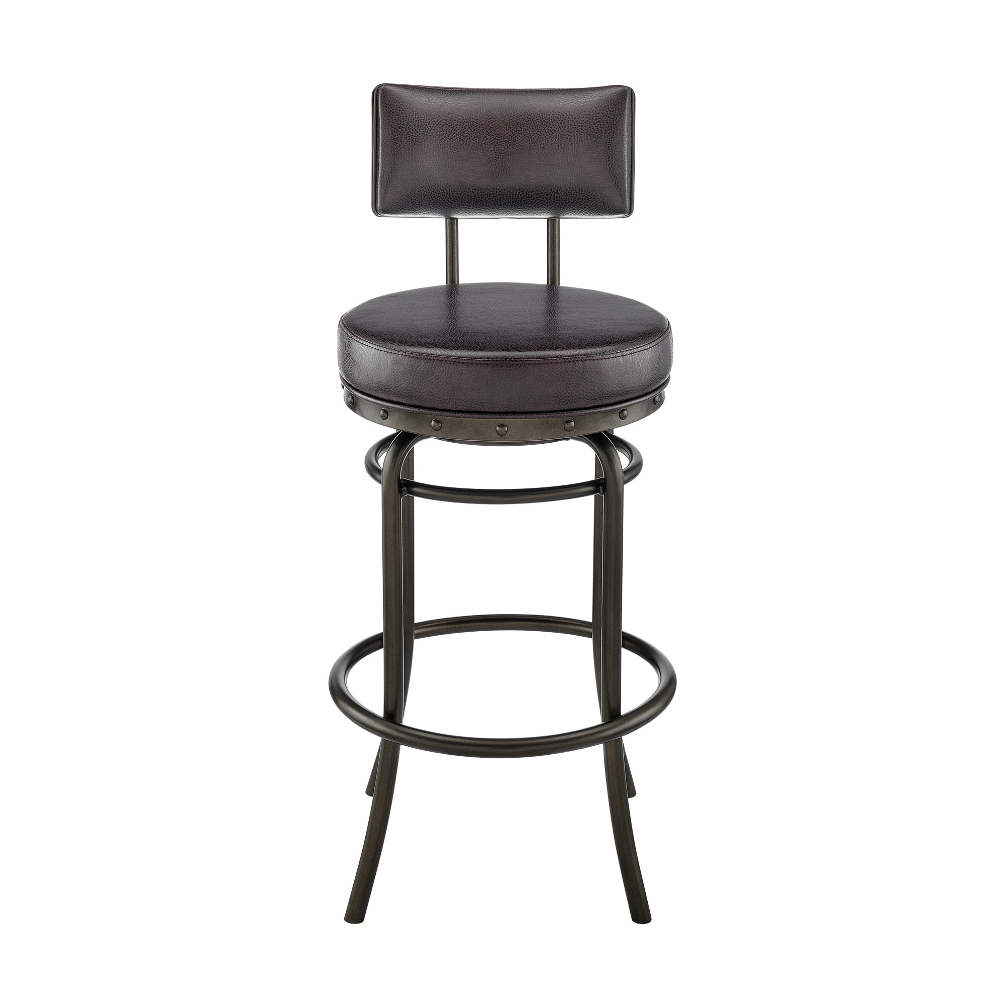 Armen Living - Rees Swivel Counter or Bar Stool in Metal with Faux Leather - 840254333611