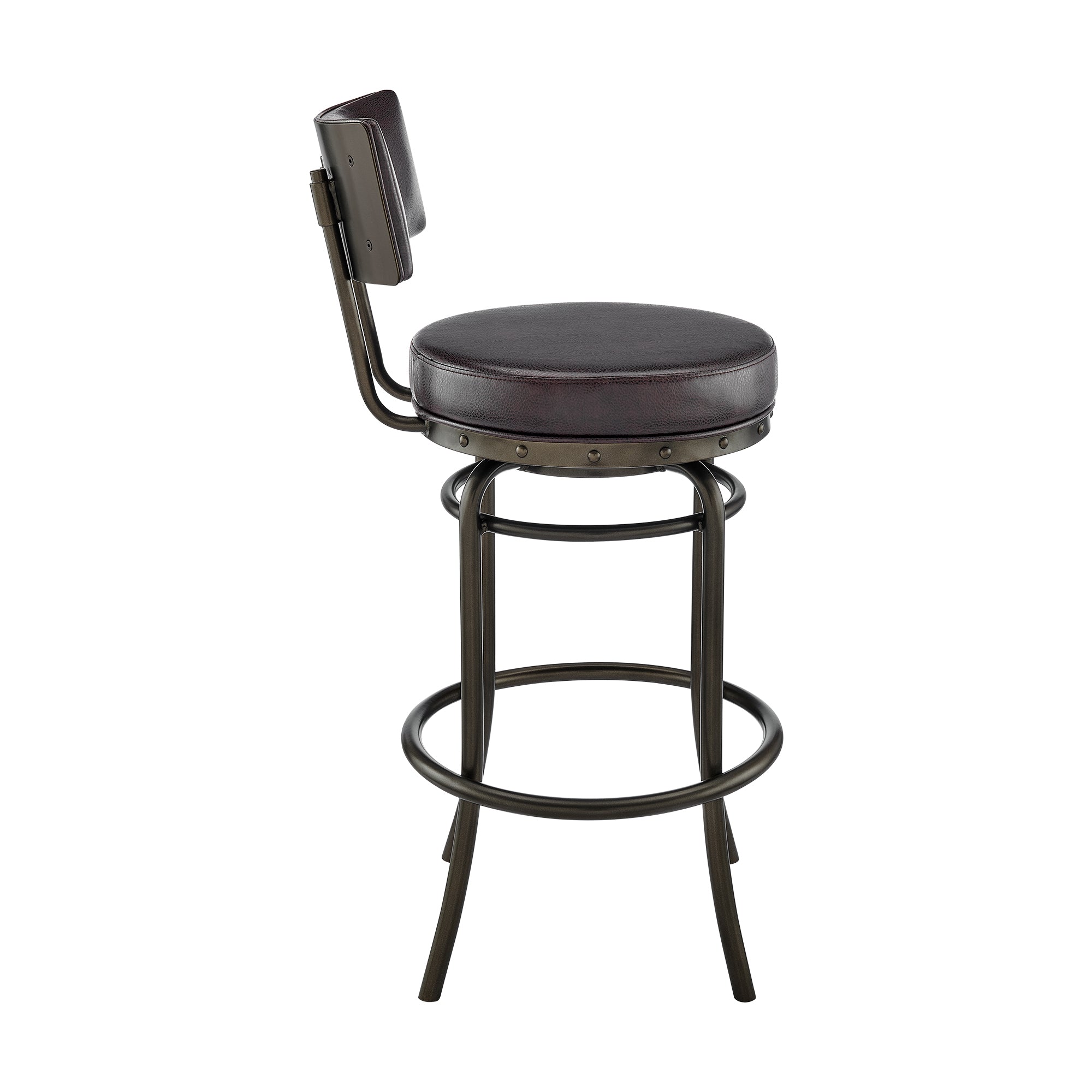 Armen Living - Rees Swivel Counter or Bar Stool in Metal with Faux Leather - 840254333611