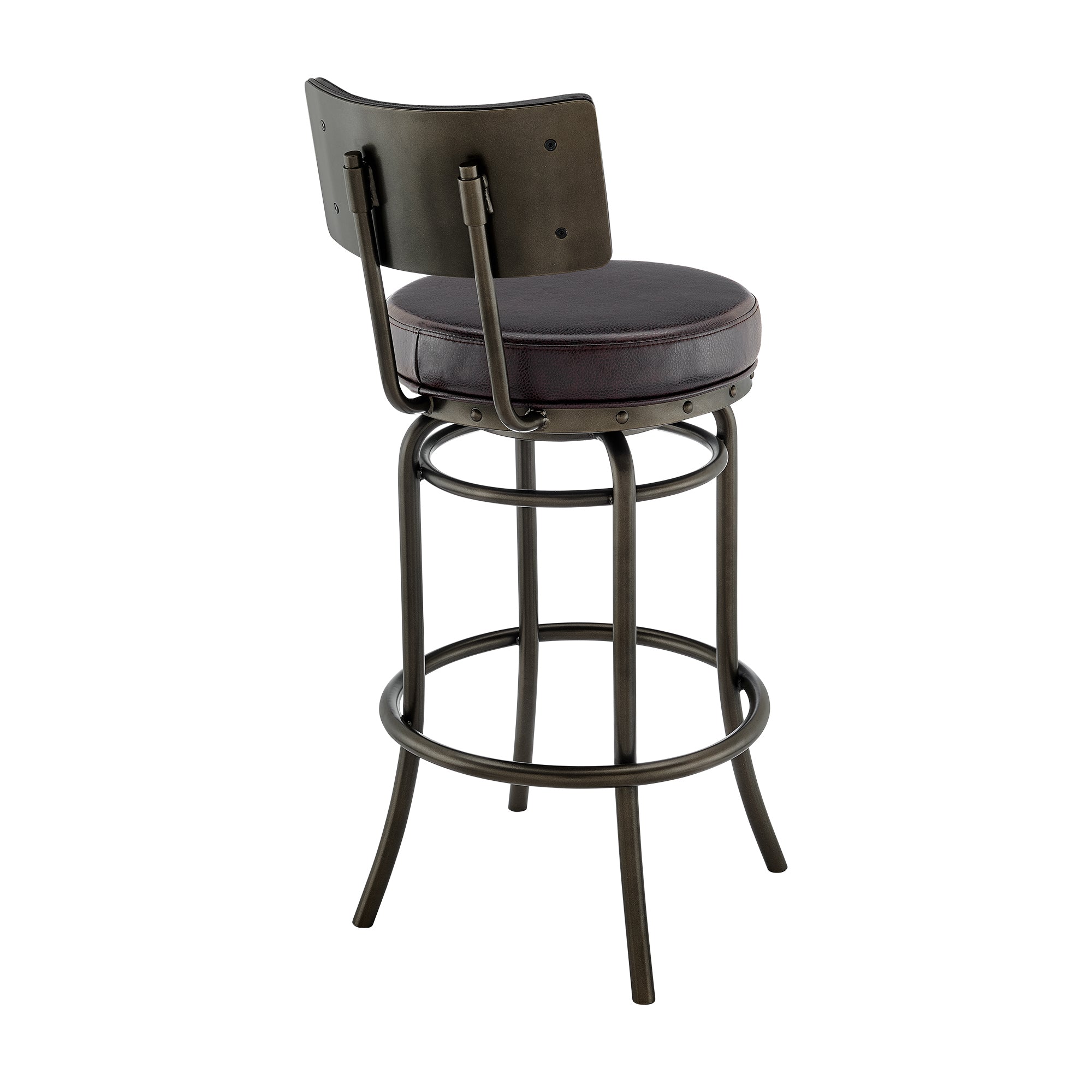 Armen Living - Rees Swivel Counter or Bar Stool in Metal with Faux Leather - 840254333611