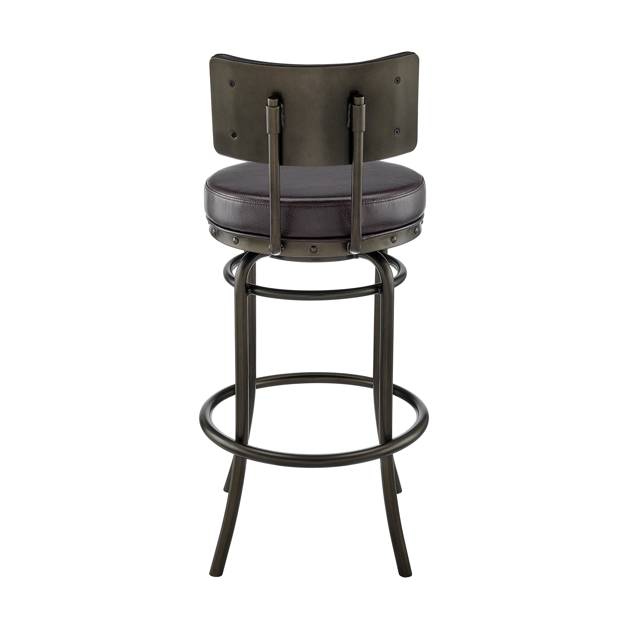 Armen Living - Rees Swivel Counter or Bar Stool in Metal with Faux Leather - 840254333611