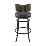 Armen Living - Rees Swivel Counter or Bar Stool in Metal with Faux Leather - 840254333611