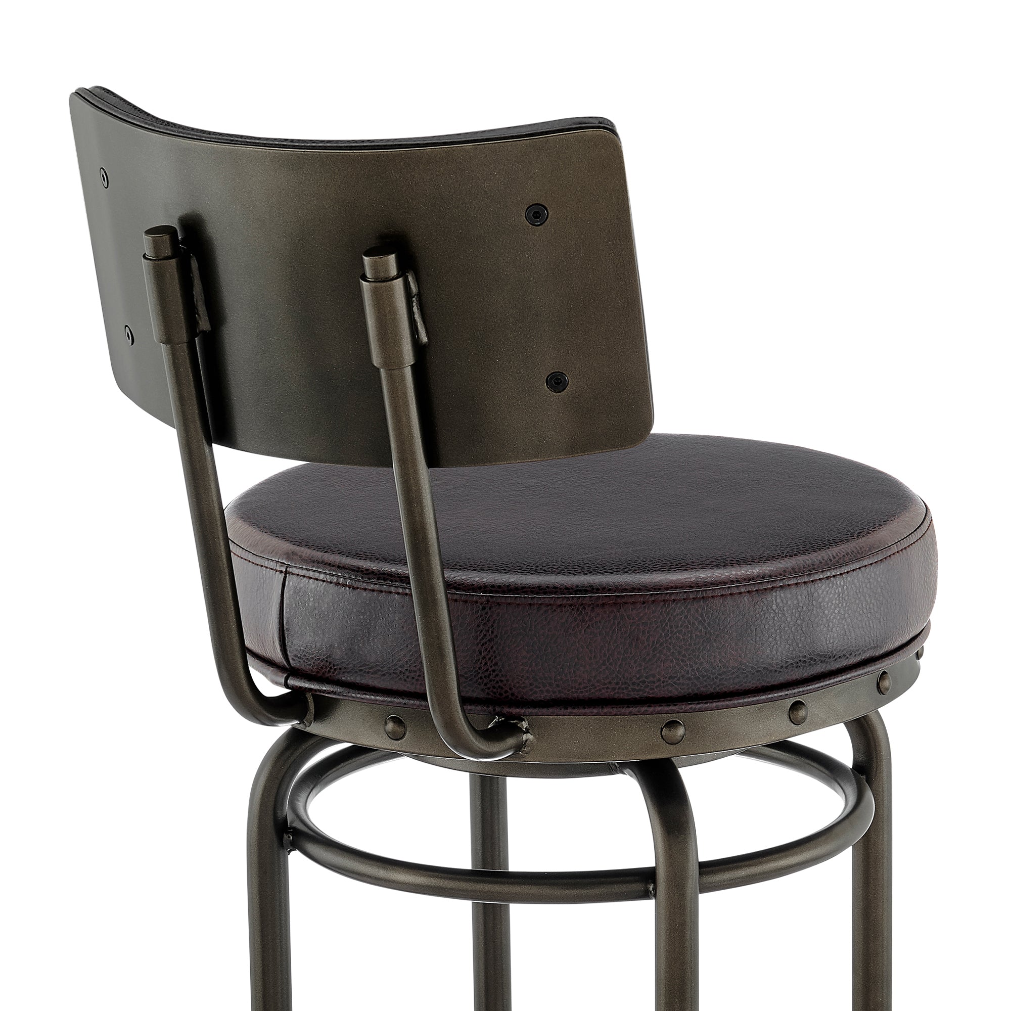 Armen Living - Rees Swivel Counter or Bar Stool in Metal with Faux Leather - 840254333611
