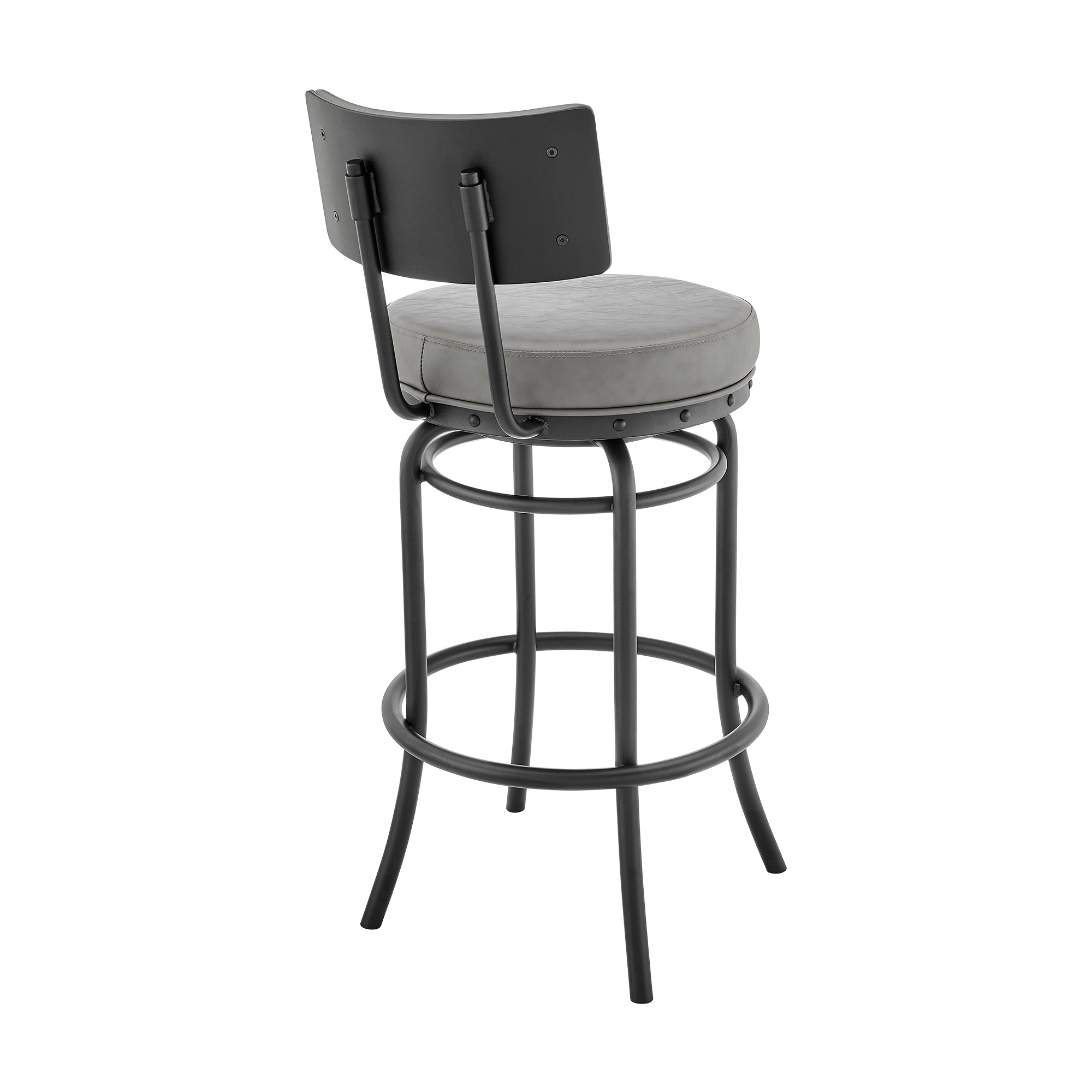 Armen Living - Rees Swivel Counter or Bar Stool in Metal with Faux Leather - 840254333628