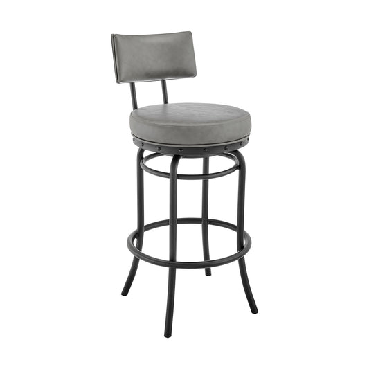 Armen Living - Rees Swivel Counter or Bar Stool in Metal with Faux Leather - 840254333628