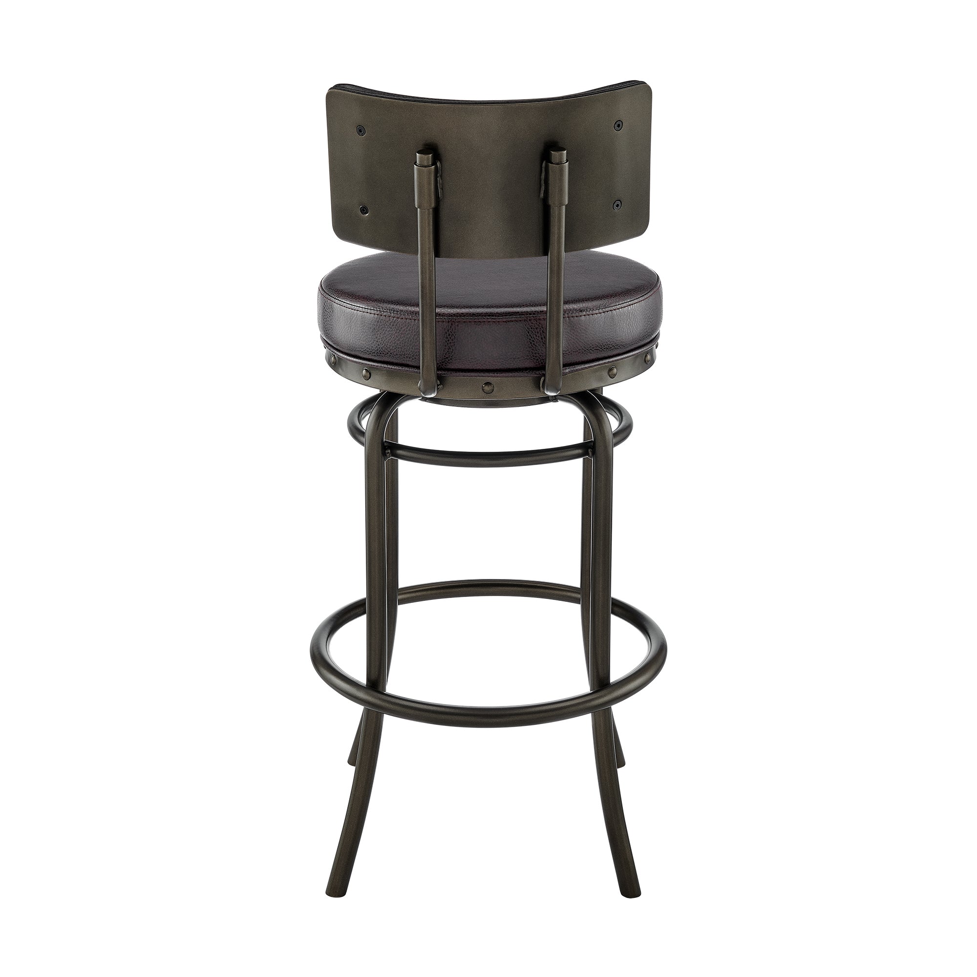 Armen Living - Rees Swivel Counter or Bar Stool in Metal with Faux Leather - 840254333635