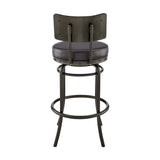Armen Living - Rees Swivel Counter or Bar Stool in Metal with Faux Leather - 840254333635