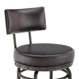 Armen Living - Rees Swivel Counter or Bar Stool in Metal with Faux Leather - 840254333635