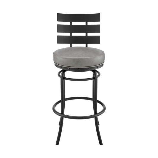 Armen Living - Natya Swivel Counter or Bar Stool in Metal with Faux Leather - 840254333642