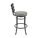 Armen Living - Natya Swivel Counter or Bar Stool in Metal with Faux Leather - 840254333642