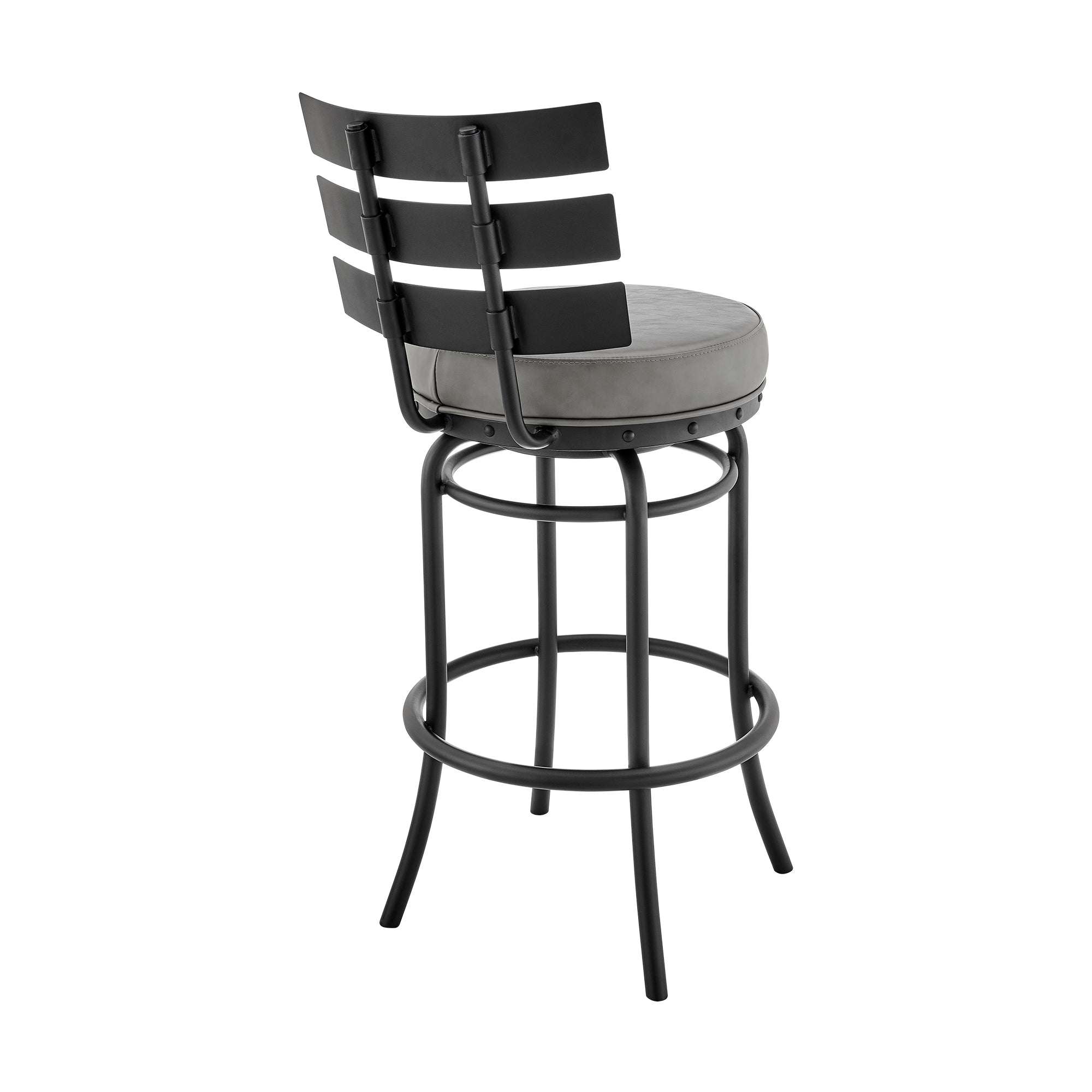 Armen Living - Natya Swivel Counter or Bar Stool in Metal with Faux Leather - 840254333642