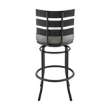 Armen Living - Natya Swivel Counter or Bar Stool in Metal with Faux Leather - 840254333642