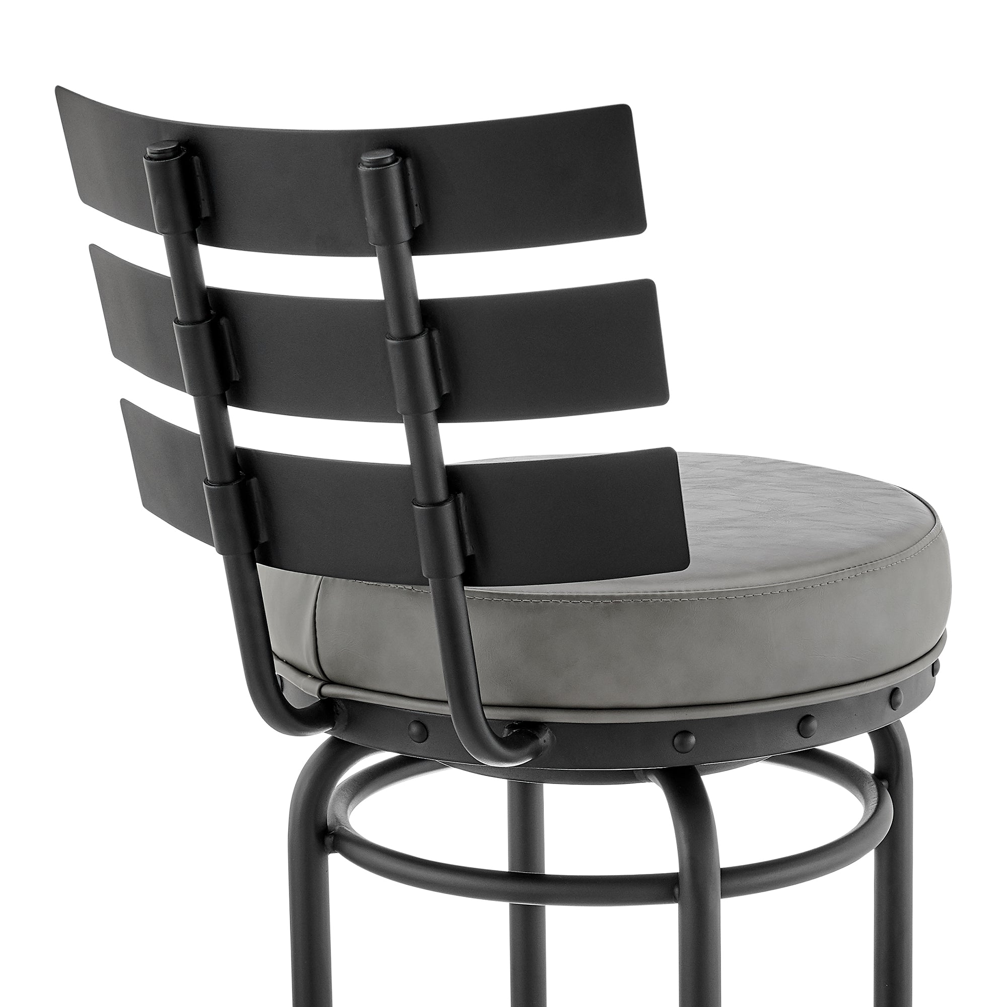 Armen Living - Natya Swivel Counter or Bar Stool in Metal with Faux Leather - 840254333642
